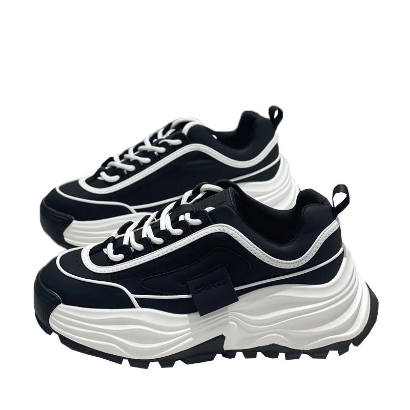 Shougu Authentic Explosive Thick Sole Leather Daddy Shoes Ins Women  Autumn New Sports Leisure Small White Shoes Trend