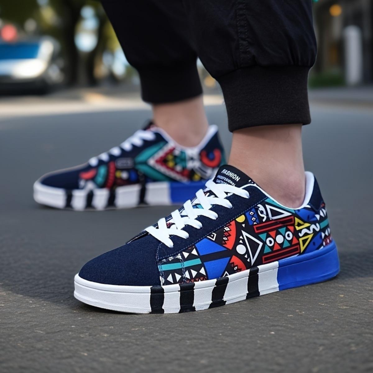 

Мужские модные кроссовки из парусины с принтом в виде граффити и букв - повседневная уличная обувь на шнуровке, кроссовки для бега, теннисные туфли, баскетбольные туфли, удобные 42