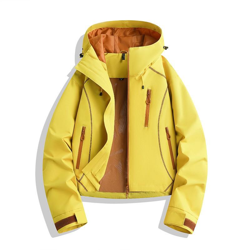 Womens Short Hooded Outdoor Rain Jacket Windproof Water Resistant Hiking Climbing Camping Travel Coat