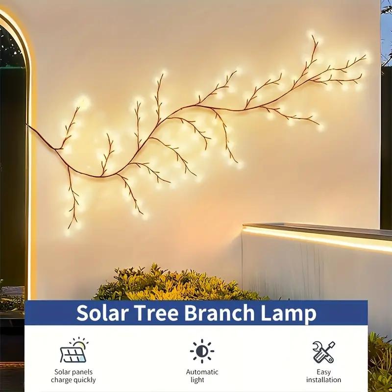 1pc Solar Powered Tree Branch Vine Light 8 Modes DIY Willow Tree Decorative Light Indoor Outdoor Halloween Christmas Decor