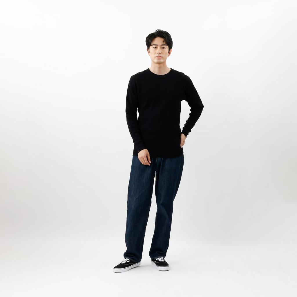 Hanes Koszulka z długim rękawem USA Rozmiar L Męska, 100% Bawełna, Dekolt, Czarny, (HM4-Y203)