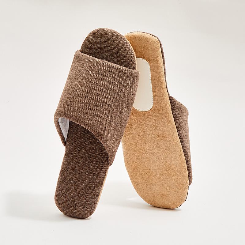 Youtiao Silent Open-Toe Indoor Slippers - Breathable Summer Linen for Wood Floors