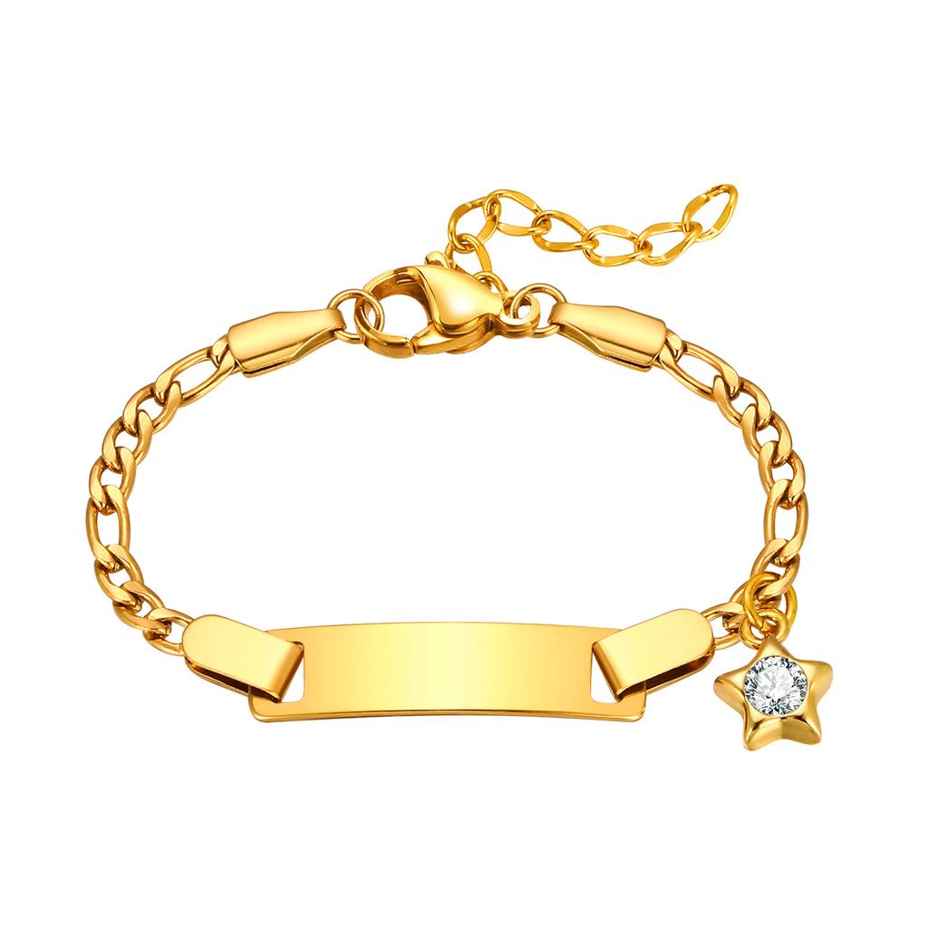 Personalized ID Name Heart Bracelet for Little Boy Girls, Custom Jewelry Free Engrave