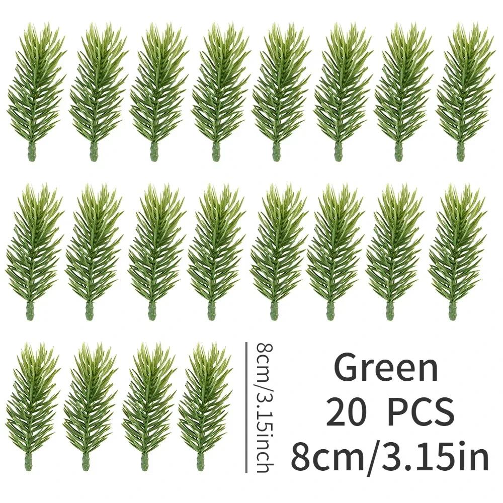 10/20 Pcs Artificial Plants Pine Branches Christmas Tree Accessories DIY New Year Party Decorations Xmas Ornaments Kids Gift