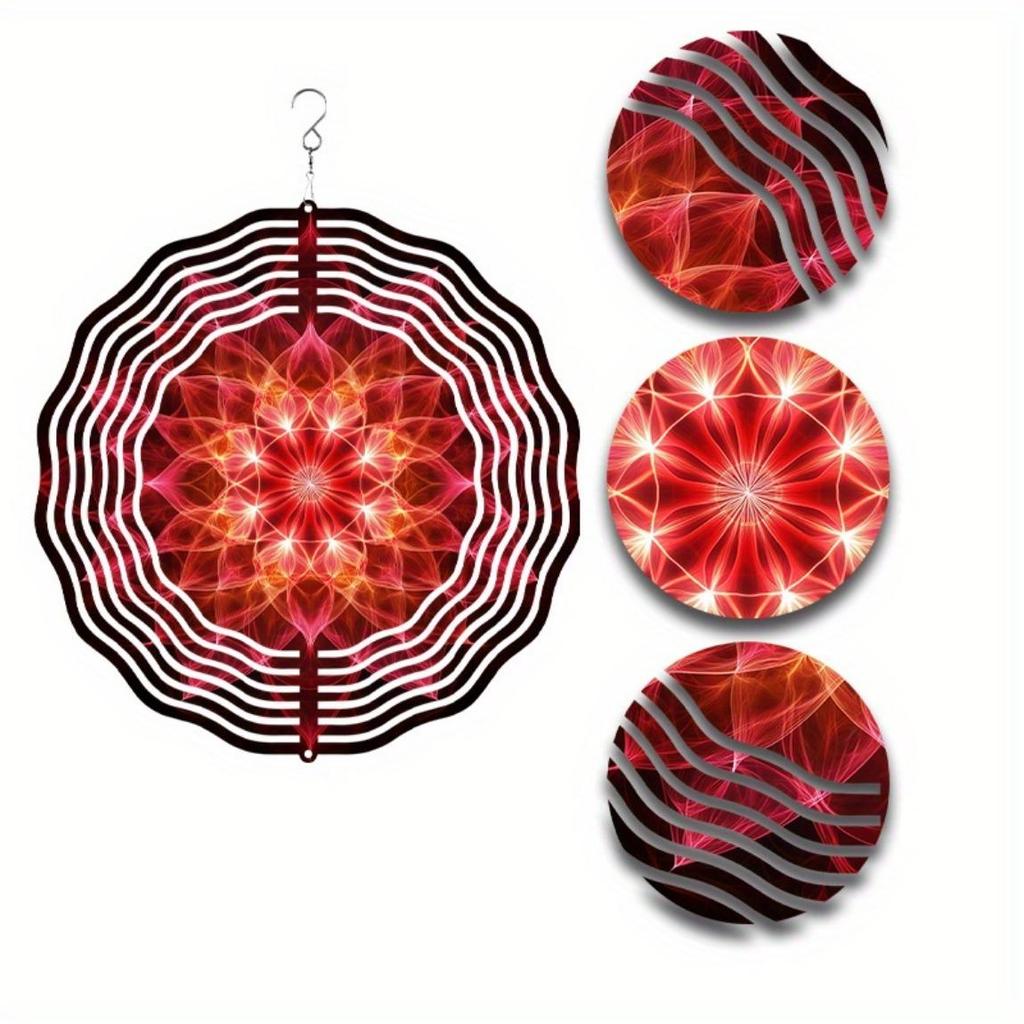 10-tommers roterende mandala vindklokke med 360-krok for utendørs hage, uteplassdekorasjon, vår, sommer, hengende ornament, gave til familie, venner