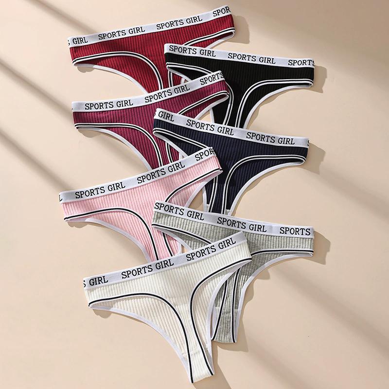 

7 шт. женские стринги с низкой посадкой, сексуальное нижнее белье, спортивные трусики для девочек, хлопковые стринги, дышащие женские трусики, женское нижнее белье L разноцветный