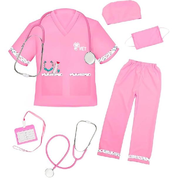ANPHILE Kids Veterinarian Costume, Kids Doctor Vet Costume Outfit Pretend Play Dress Up Set for Halloween