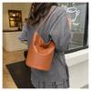 Trendy PU Leather Bucket Bag Magnetic Closure Soft Underarm Bag Large Capacity Shopping Bag Daily Outing