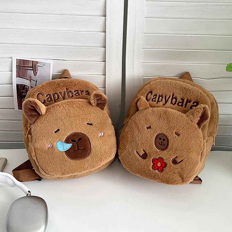 Capybara Doll Plush Backpacks Portable Cartoon Animals Cute Capybara Backpack Plush Women Bag Gift For Girls Kids