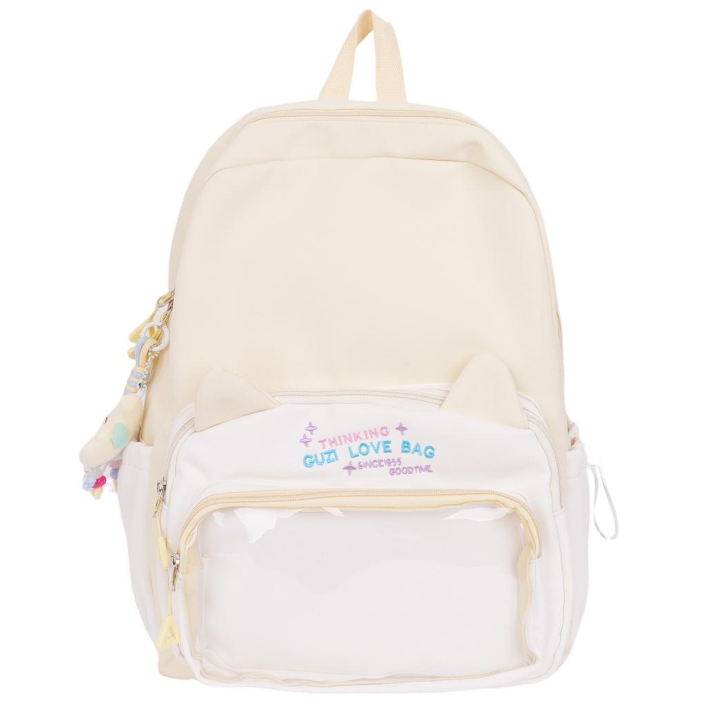 College style schoolbag female junior high school students cute Japanese transparent pain bag large food backpack student backpack tide