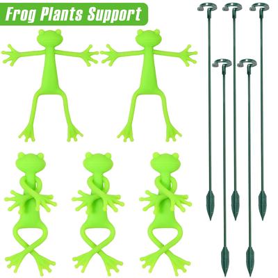 10Pcs Plant Supports Stakes Frog Decoration Clip Plastic Flower Stand Sticks Gardening Bonsai Fixing Tool Climbing Plants Holder