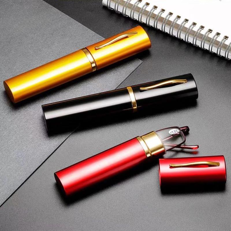 1/2 PCS New Fashion Mini Portable Clip Case Tube Reader Glasses Slim Pen Reading Glasses  Eyeglasses with Box for Men Women