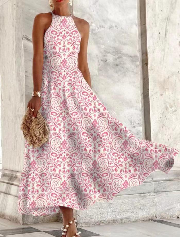 Women's Summer Sleeveless Print Slim Fit Midi Dress