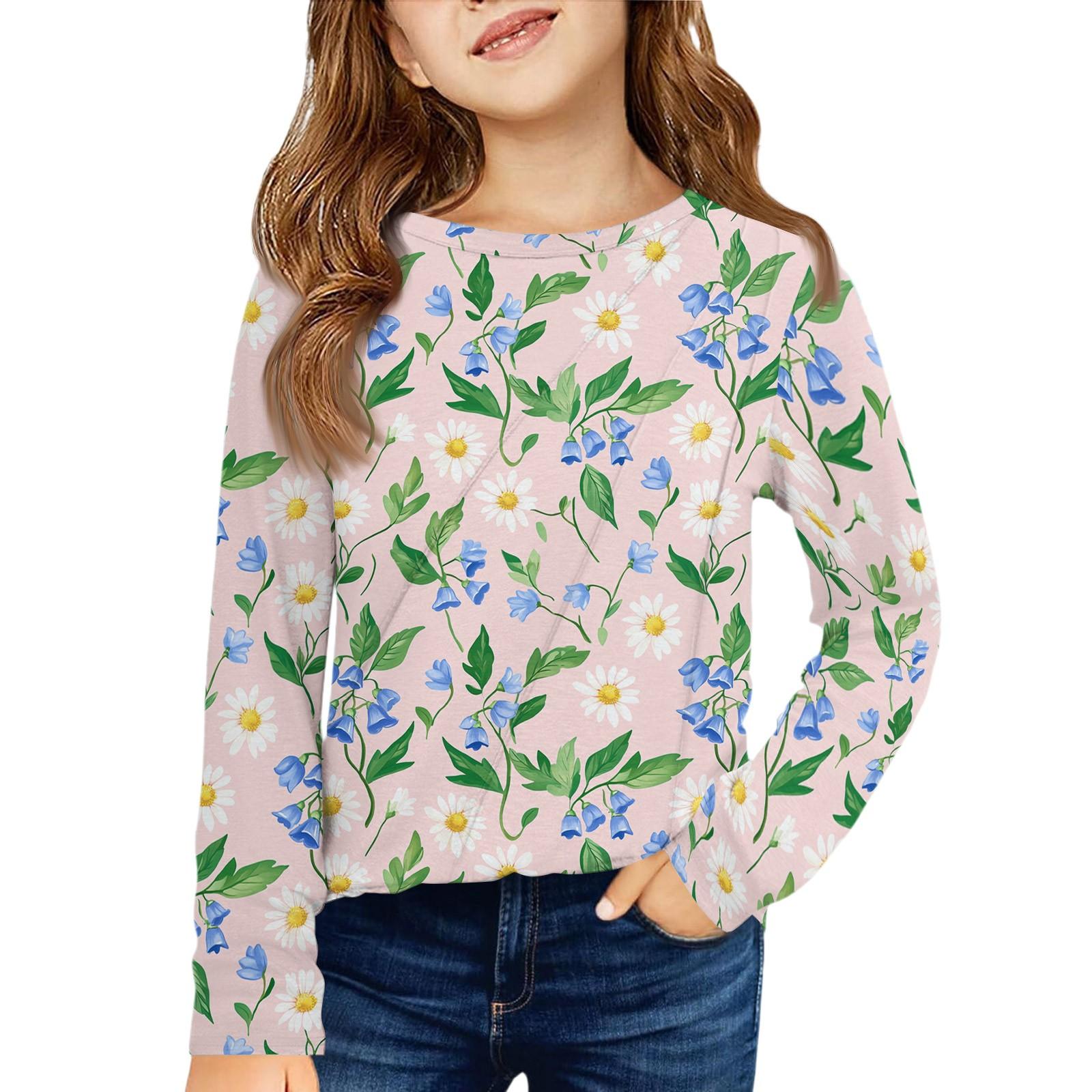 

Девичья футболка с длинным рукавом - Плиссированный круглый вырез, повседневный топ 110