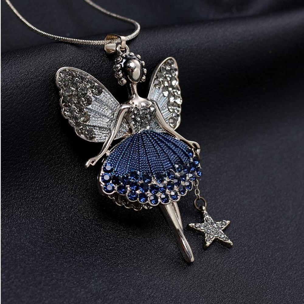 1PC Fashion Cartoon Girl Wing Style Pendant Shiny Necklace