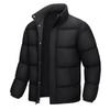 Mens Solid Thick Cotton Puffer Coat Winter Warm Casual Stand Collar Jacket