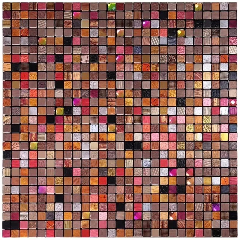 3D European Smooth Metal Mosaic Wall Sticker Self-adhesive Tile Kitchen Bathroom Bar Living Room TV Background Wall Decor Stick