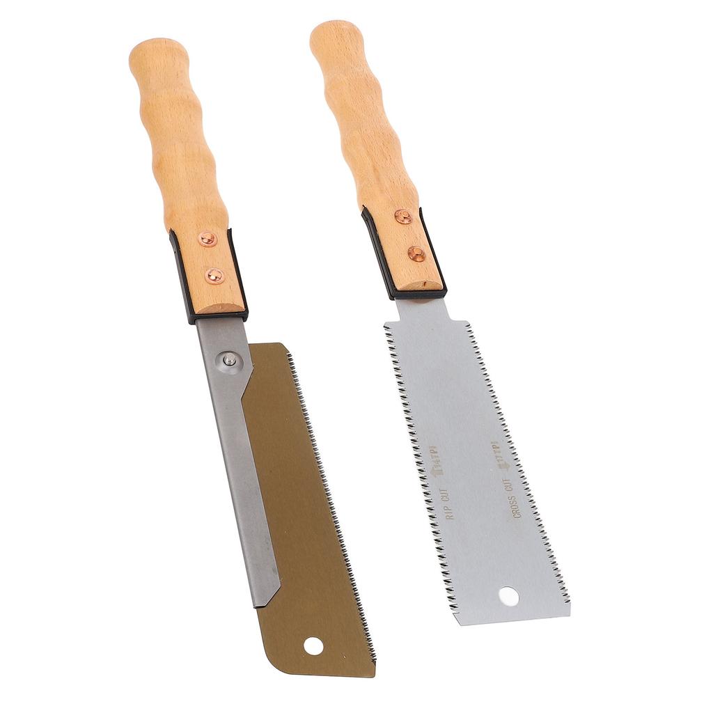 2 Pcs Hand Saws 7 Inch Gold Dovetail Saw and Double Sided Flush Cut Saw for Woodworking