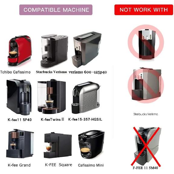 Refillable Stainless Steel Verismo K FEE CBTL Coffee Capsule, Reusable Coffee Filter Compatible for K Fee Verismo, Verismo Coffee Capsule Pods+Tamper
