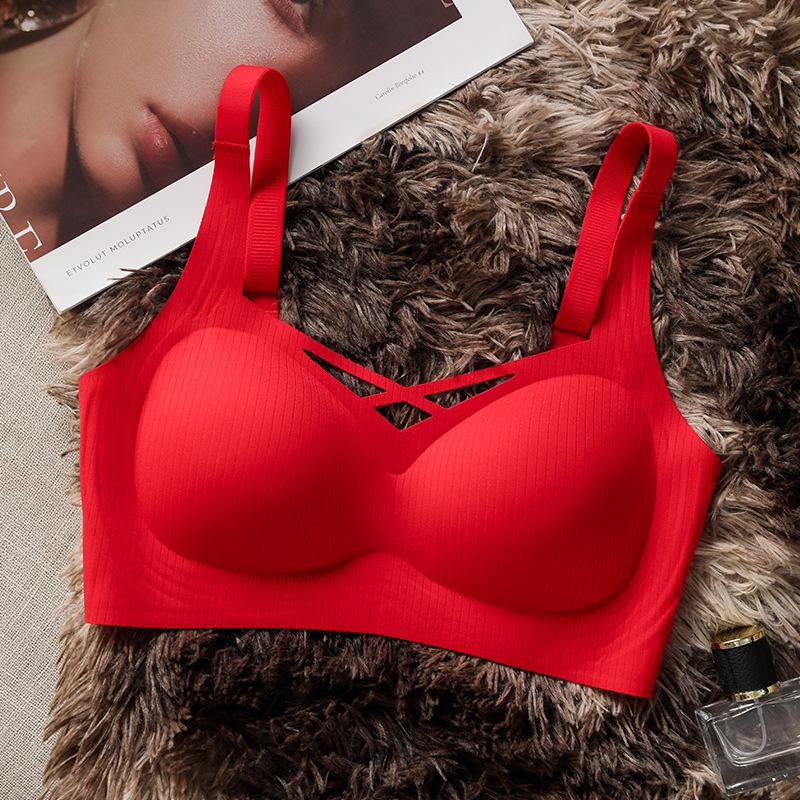 Invisible Bra Women's Gathering Underwear Fixed Cup Sexy Bra Push Up Bra