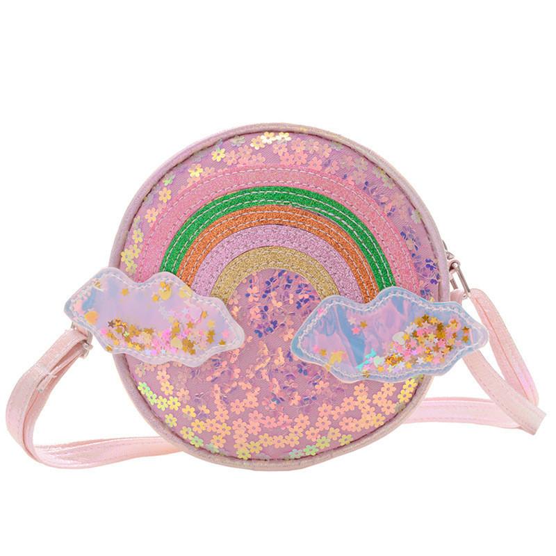 Adorable Rainbow Crossbody Bag For Girls Fashionable Princess Style With Zipper Closure