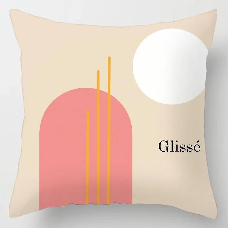 Fashionable Luxury Home Decoration Geometric Lines Abstract Style Ginkgo Leaf Print Pillow Cover Office Chair Cushion Cover