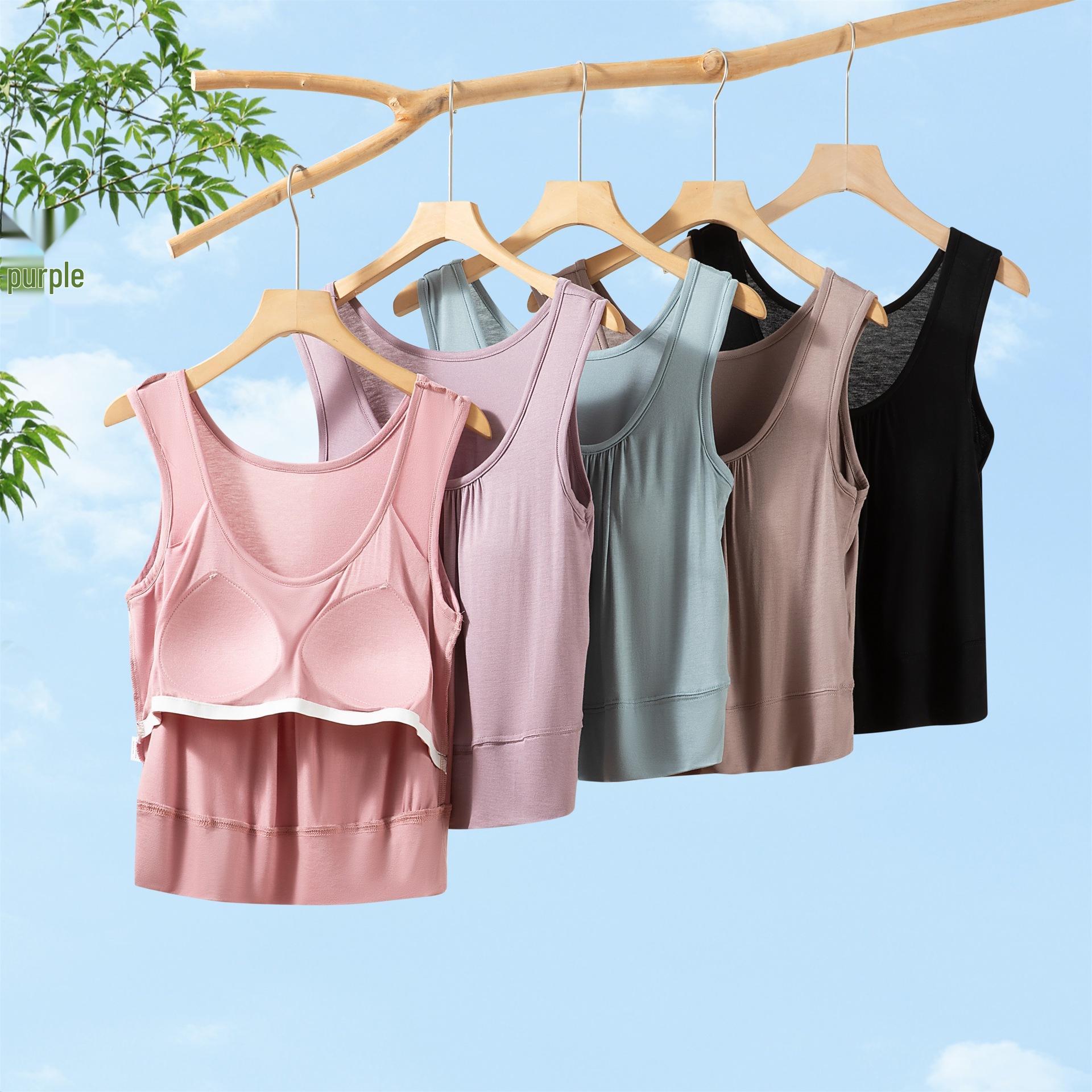 

Casual Round Neck Sleeveless Tank with Chest Pads and Stylish Back Large