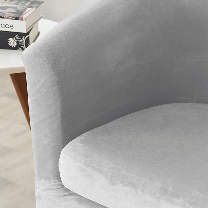 Club Armchair Cover, Velvet, Light Gray