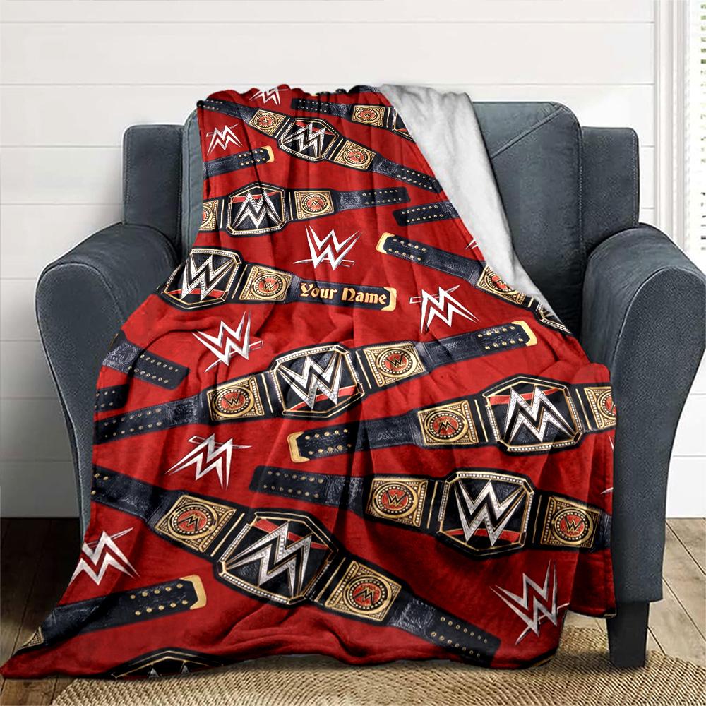 Wrestlemania Customize Text Blanket Lightweight Personalized Blanket Durable Comfort for Living Room Couch Seaside Office Four Seasons Universal
