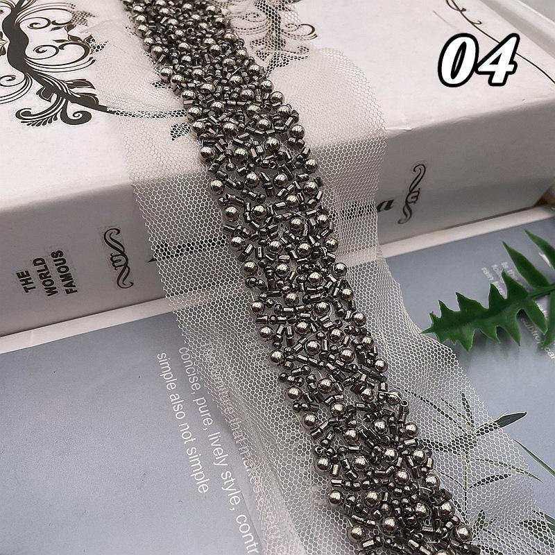 Perlenbesetztes Spitzenband Spitzenstoff Perlenfransenbesatz Bestickte Kragendekoration Afrikanischer Spitzenstoff Nähen DIY Handwerk