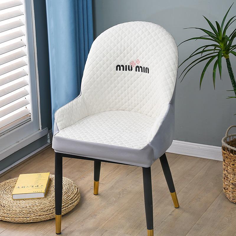 Nordic One-piece Dining Chair Cover Household Elastic Chair Set Dining Table Fabric Stool Set Simple Modern Large Curved Chair Cover