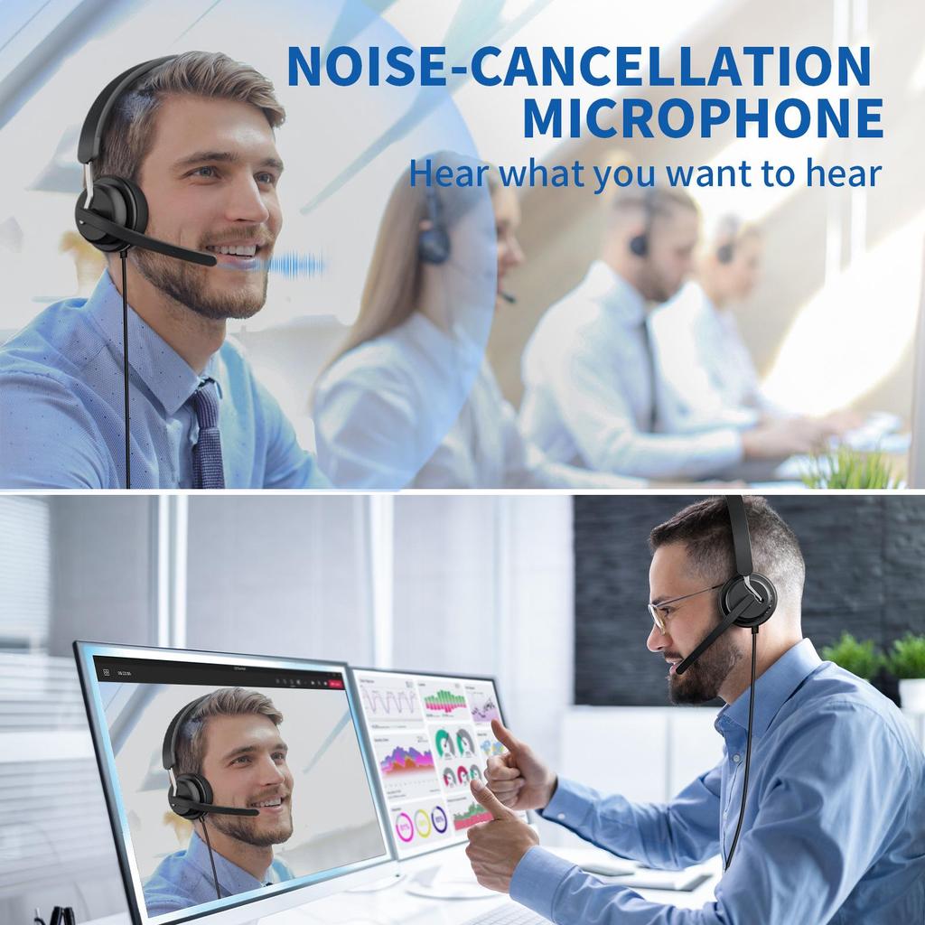 Awatrue EH10 Lightweight Wired Headset for Calls, Gaming, Aviation, and Business.