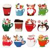 12pcs Christmas Tea Cup Sticky Notes Notepad Set Xmas Santa Claus Elk Notepads Winter Holiday Theme Memo Pad Christmas