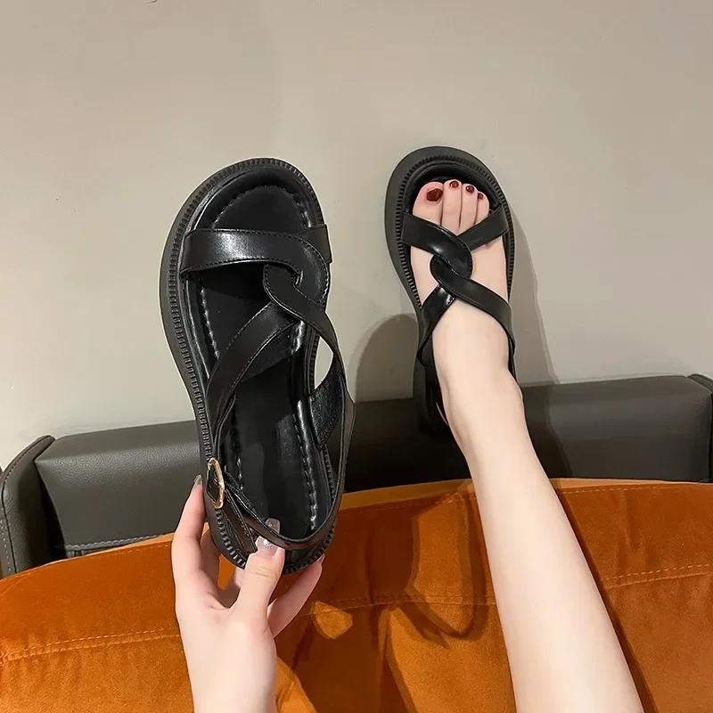 New Woman's Sandals Summer Flat Shoes for Women Holidays Platform Retro Sandals Ladies Shoes 2024 Sandalias Mujer Heels Women