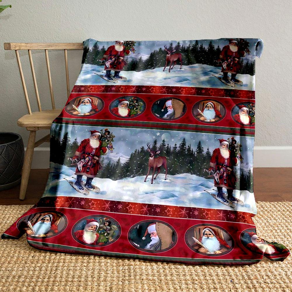 

Christmas Santa Claus Snowy Scene Reindeer Blanket bedroom Blanket for Livingroom Couch lunch break Soft throw for Friend s festival Gift 80cm x 120cm
