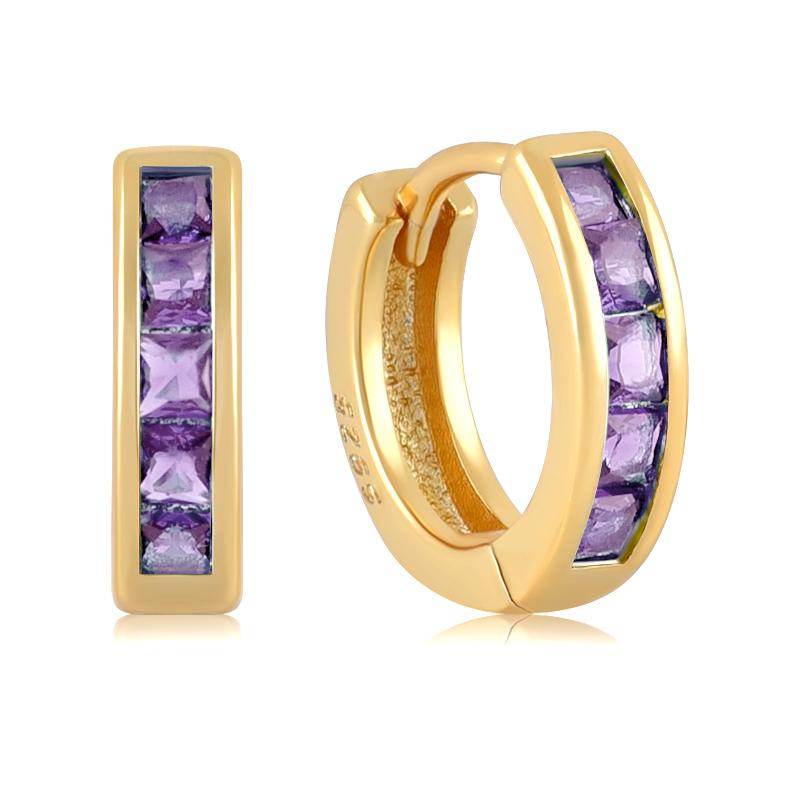 Damen 925 Silber Ohrstecker Lila Zirkon Ohrringe Creolen Lila Kristall Anhänger Ohrring Mode Hochzeits Schmuck