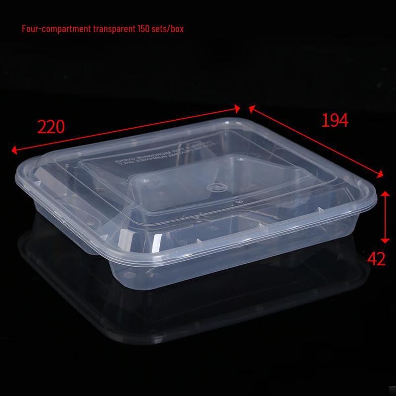 Ronghe 1000ml Square 4-Compartment Disposable Lunch Boxes