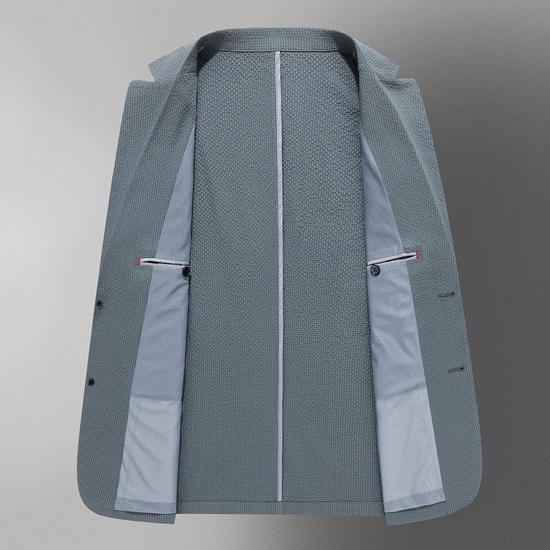 Spring and Autumn Micro-elastic Light Luxury Business Single West Middle-aged and Young People Solid Color Texture Thin Suit