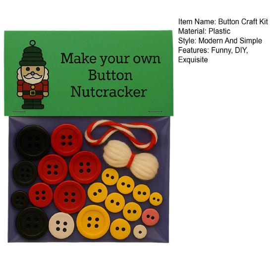 DIY Button Nutcracker Craft Kit Christmas Button Ornament Making Set Handmade Nutcracker Hanging Decoration for Home Party Decor