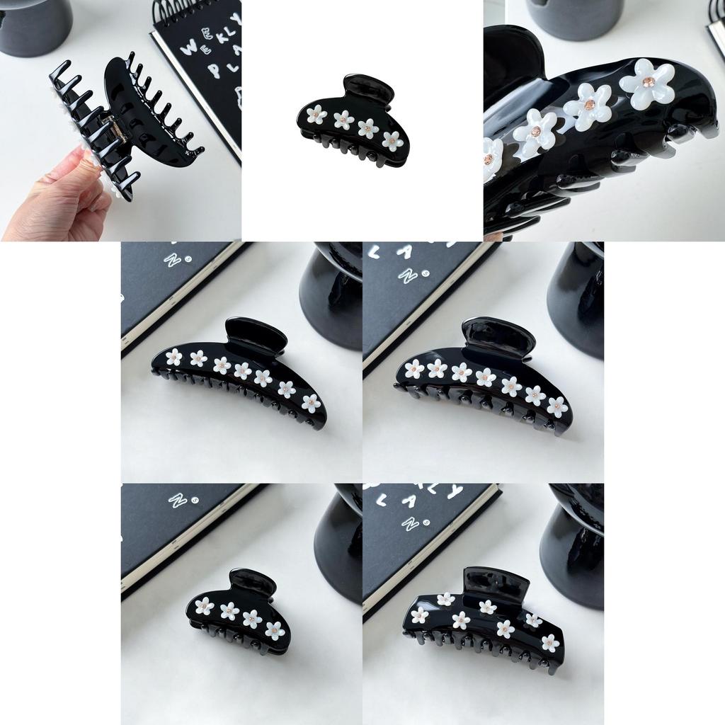 Luxurious Oversized Flower Hair Claw Charming Acetate Rhinestone Grab Clip For Women