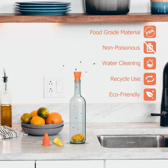 4/6/8Pcs Outdoor Indoor Kithchen Silicone Reusable Fruit Fly Traps Catcher Tool