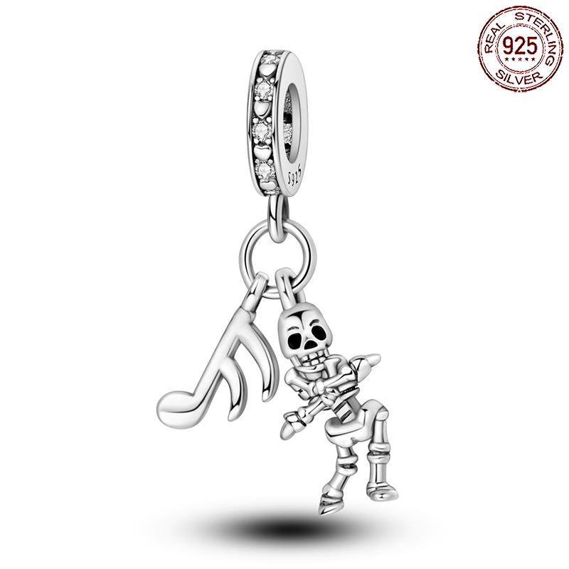 copper Dance Skeleton Man Musical Note Pendant Charm Compatible With Authentic Pandora Charm Bead Charms Bracelets Women Do It Yourself Jewellery Gi