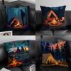 Camping Fashion Cushion Cover Pillowcase Ultra Soft Skin Friendly Fabric Cloud Like Comfort Concealed Zipper
