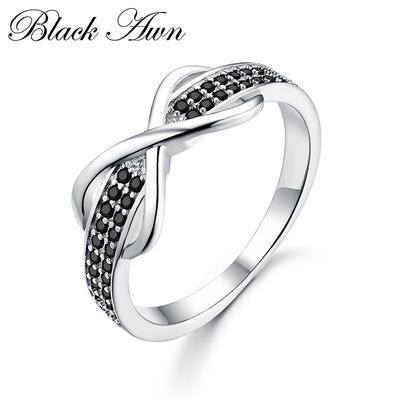 Lucky Infinity Bow Eheringe für Frauen Schwarzer Schmuckring