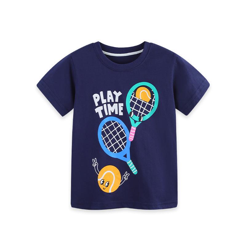 

Children s Short-Sleeved T-Shirt Summer New Arrival Boys Sports Sweatshirt Knitted Cotton Pullover for Younger Children 7Y(125cm）