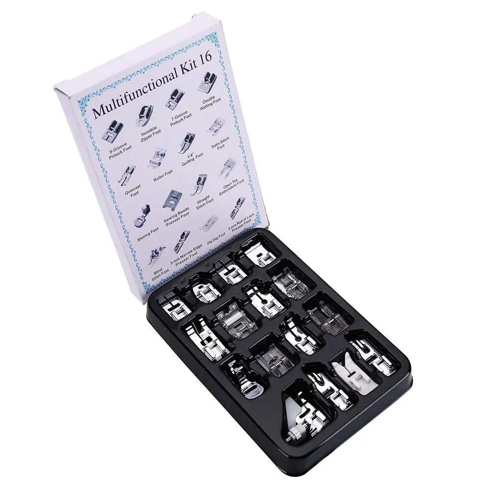 INNE 16Pcs/Set Sewing Machine Accessories Presser Foot Supplies Household Kit Set With Box For Brother Singer Parts DIY Tailor