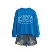 Womens Cozy Casual Round Neck Long Sleeve Cotton Sweatshirt With Letter Print Loose Fit
