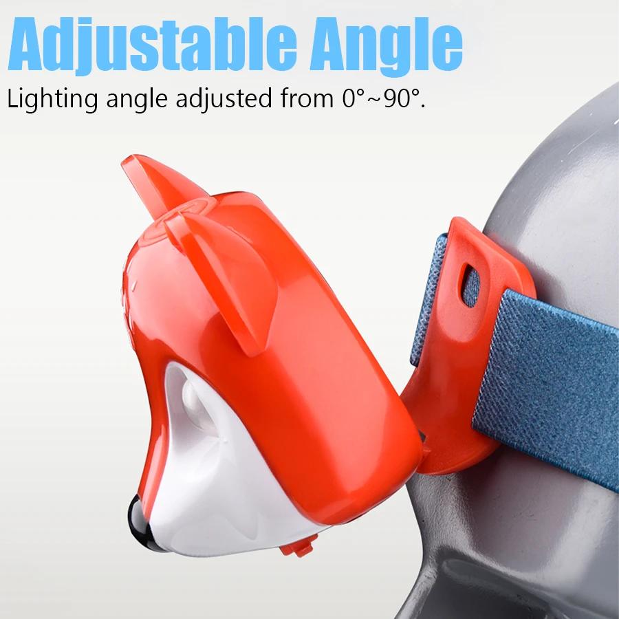 XIWANGFIRE Children's Exploration Headlamp Cute LED Fox Raccoon Shaped Lamp TYPE-C Rechargeable Portable Outdoor Waterproof Tool
