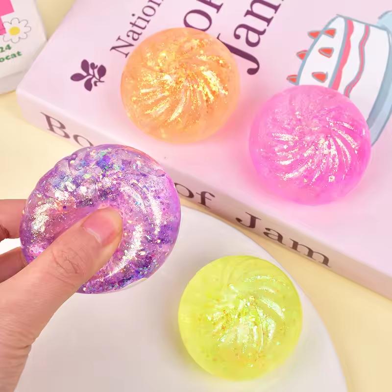Mini Bunte Glitzer-Knödel-Entlastung Für Stressbälle Simulation Essen Squishies Brötchen Geschenke Farbige Brötchenförmige Entlüftungsball
