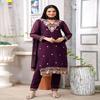 Dark Purple Floral Embroidered Kurta Set